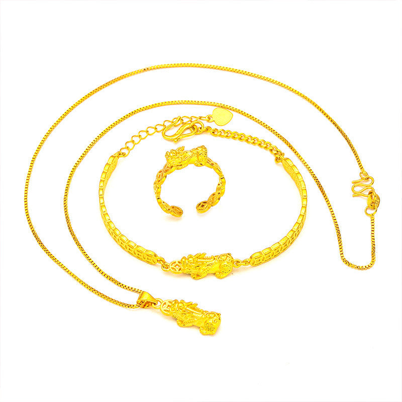 Women's Vietnam Placer Gold Coin Style Jewellery Jewelry Set