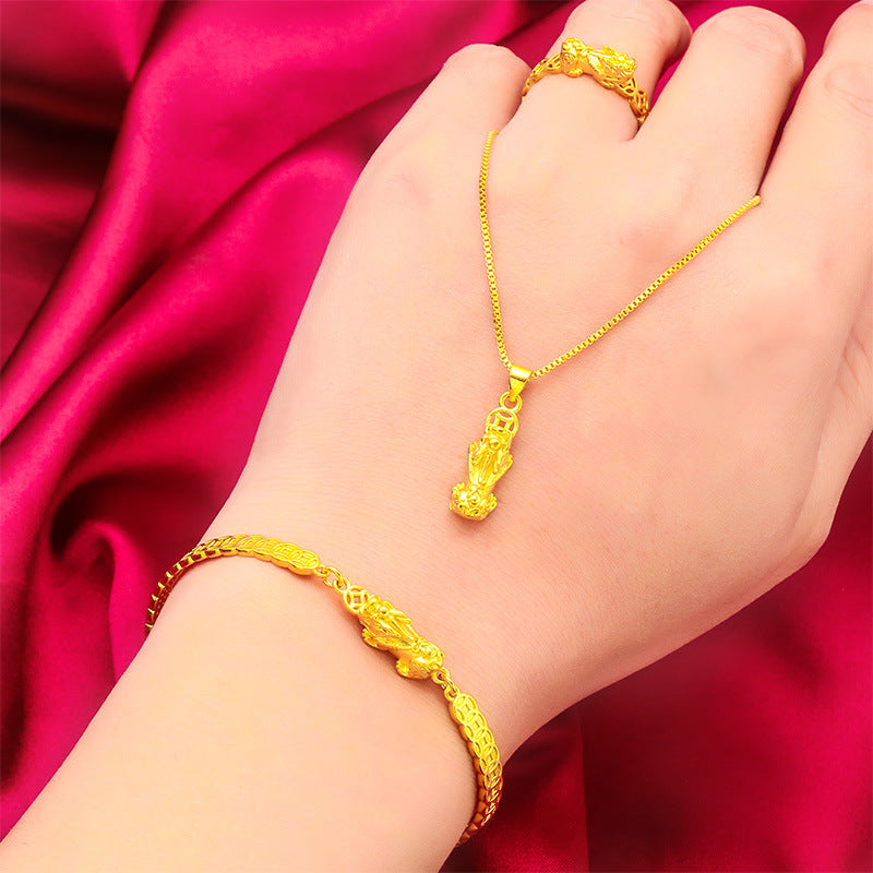 Women's Vietnam Placer Gold Coin Style Jewellery Jewelry Set